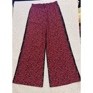 French Connection Red Floral‎ Wide Leg Plazzo Pants Size 6 US Small Culotte